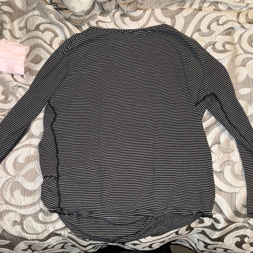 Lululemon Boat Neck Striped Black and White Women's Top